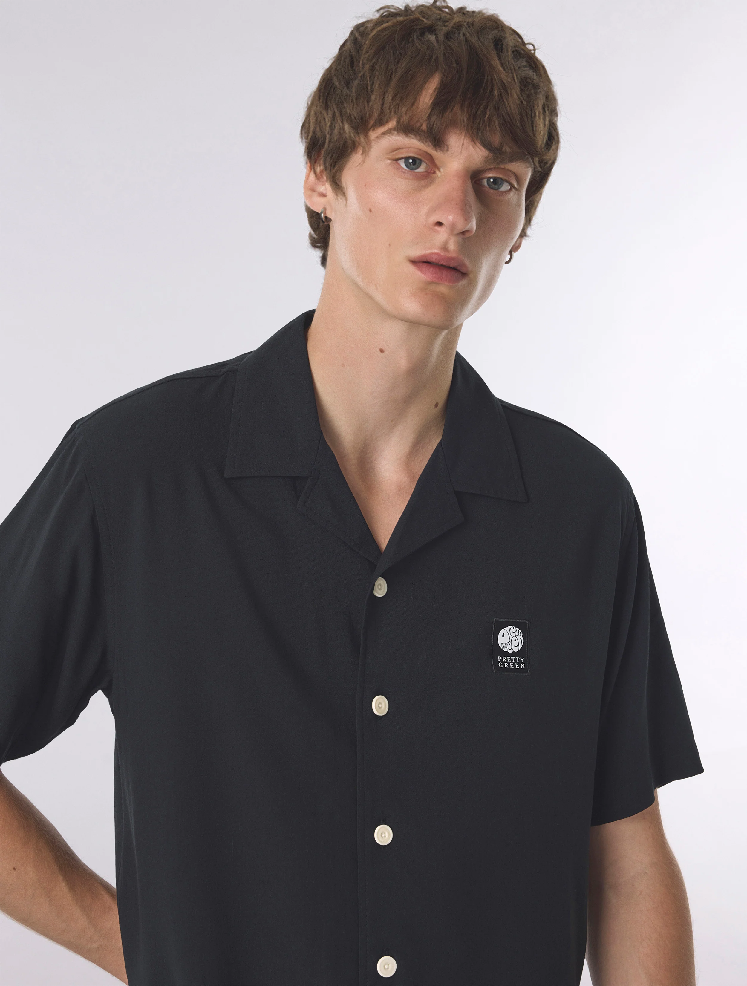 Black Islington Cuban Collar Short Sleeve Shirt - Image 5