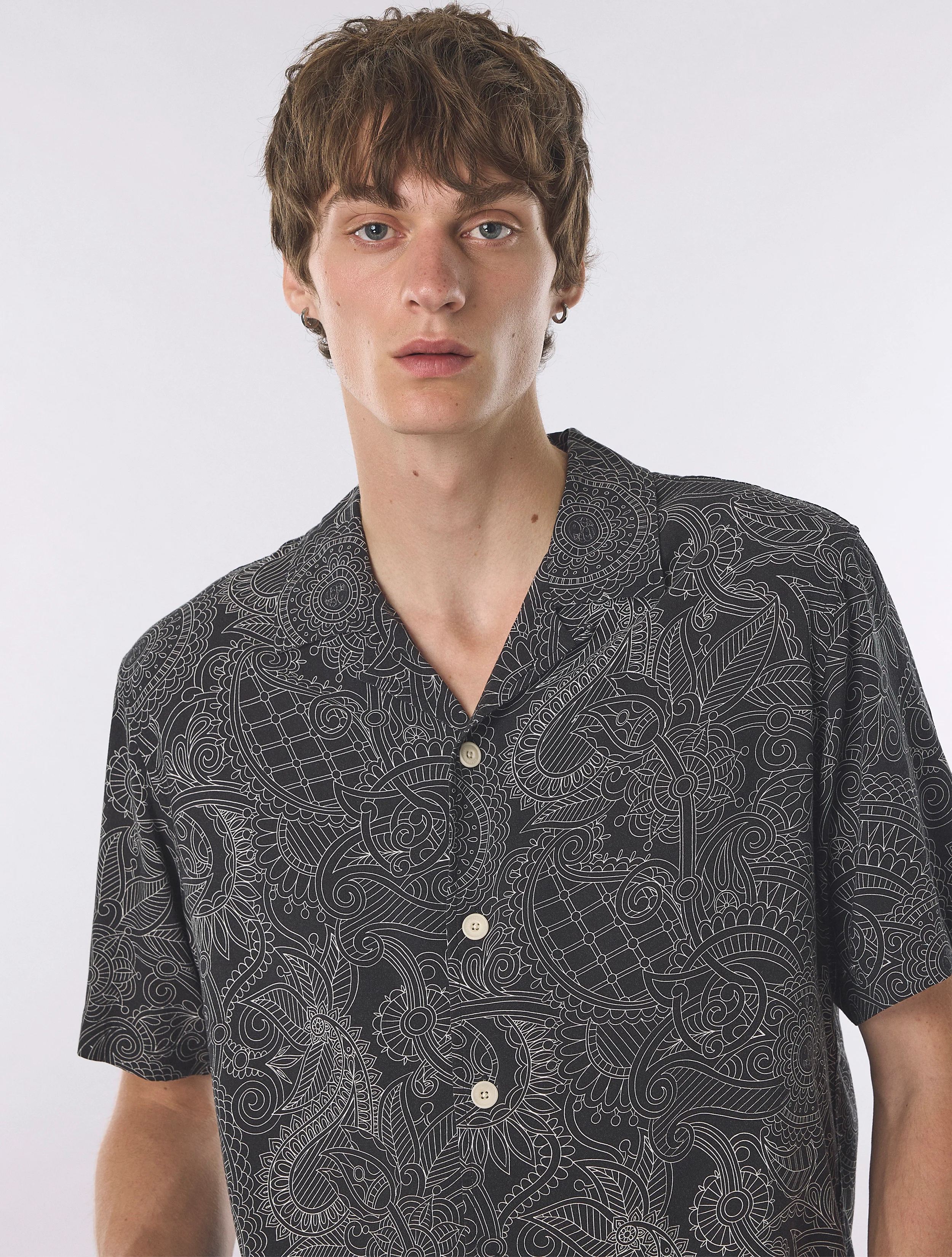 Black Resonance Linear Paisley Short Sleeve Shirt - Image 5