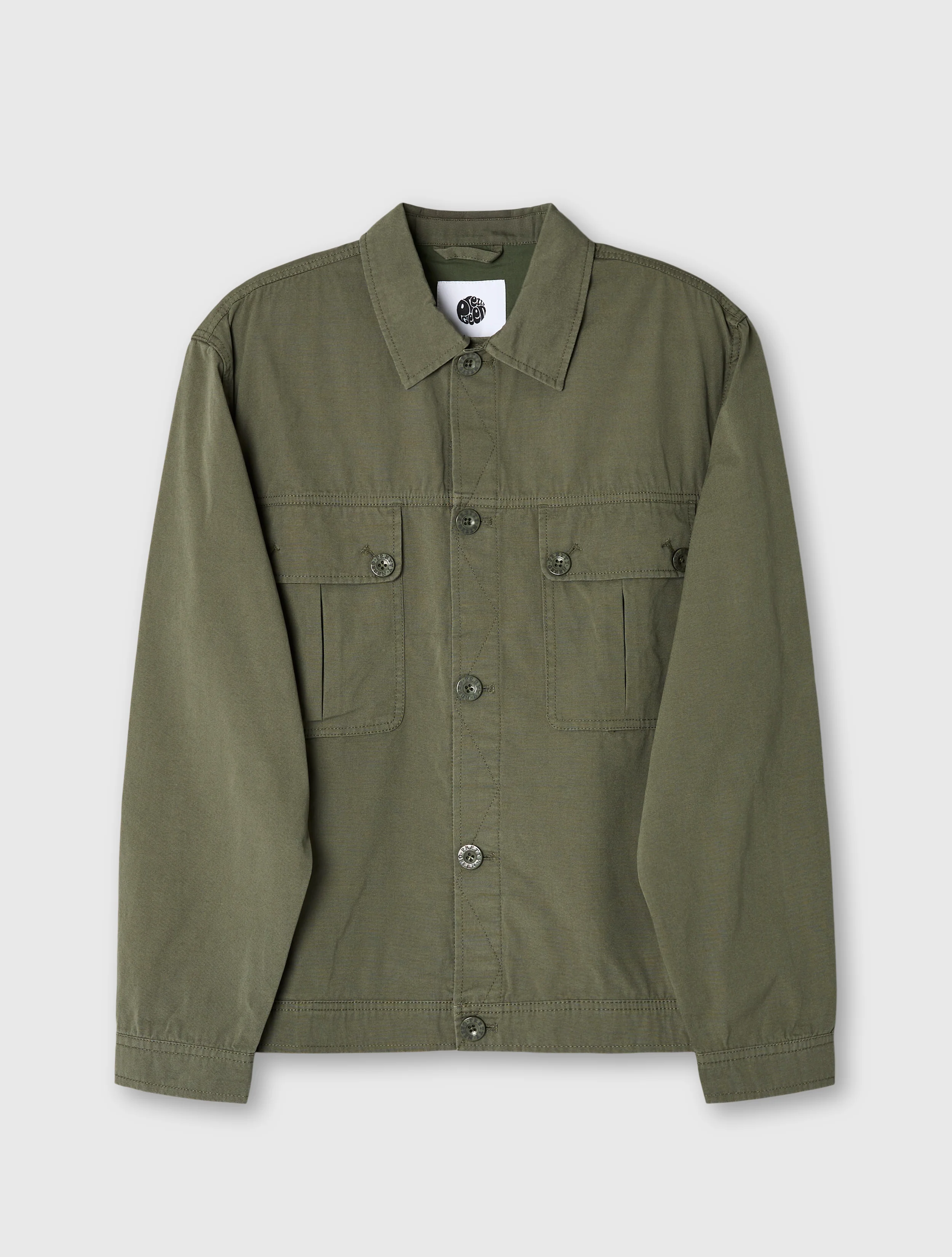 Dark Green Bostall Solid Overshirt