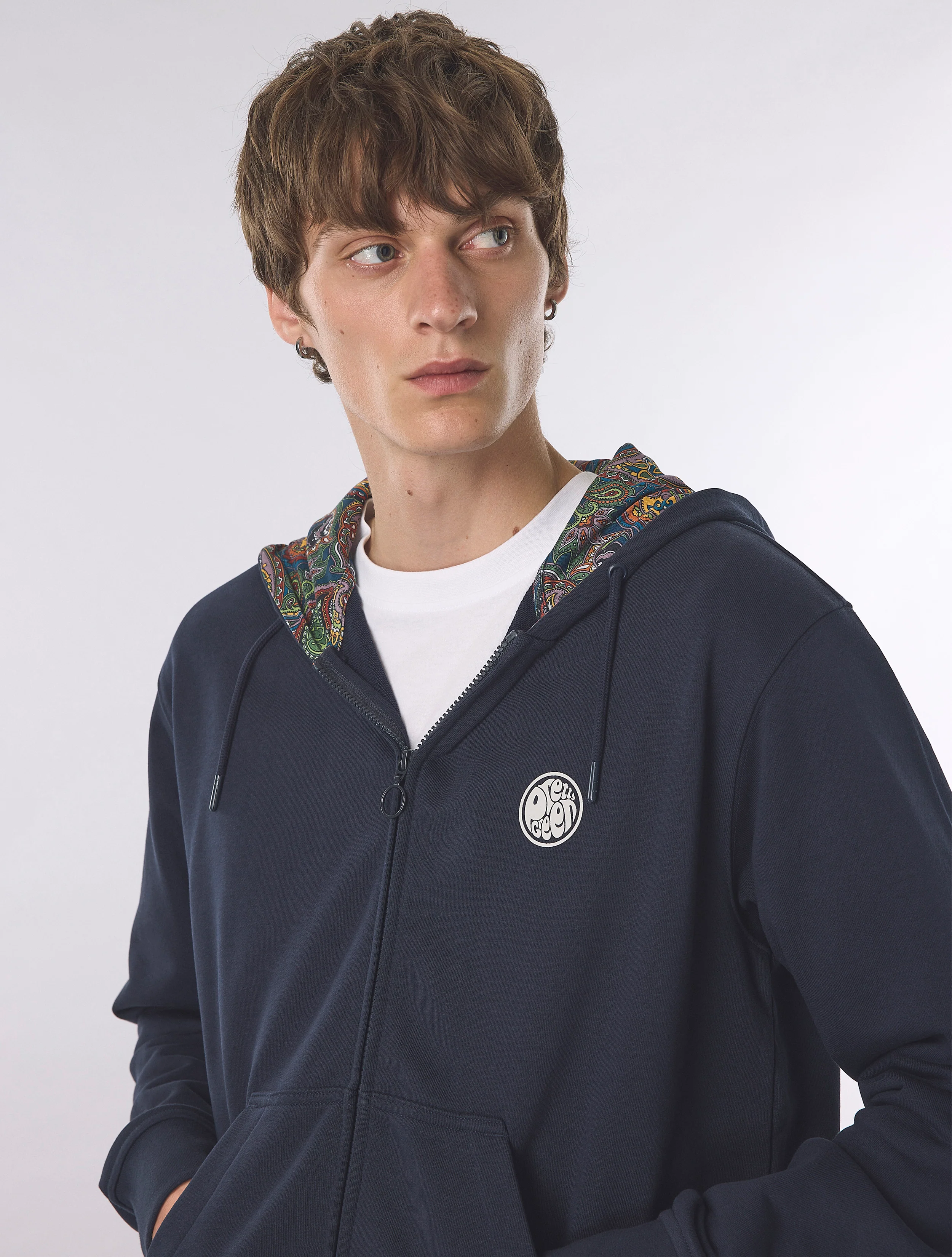 Navy Lounge Zip Up Hoody - Image 8