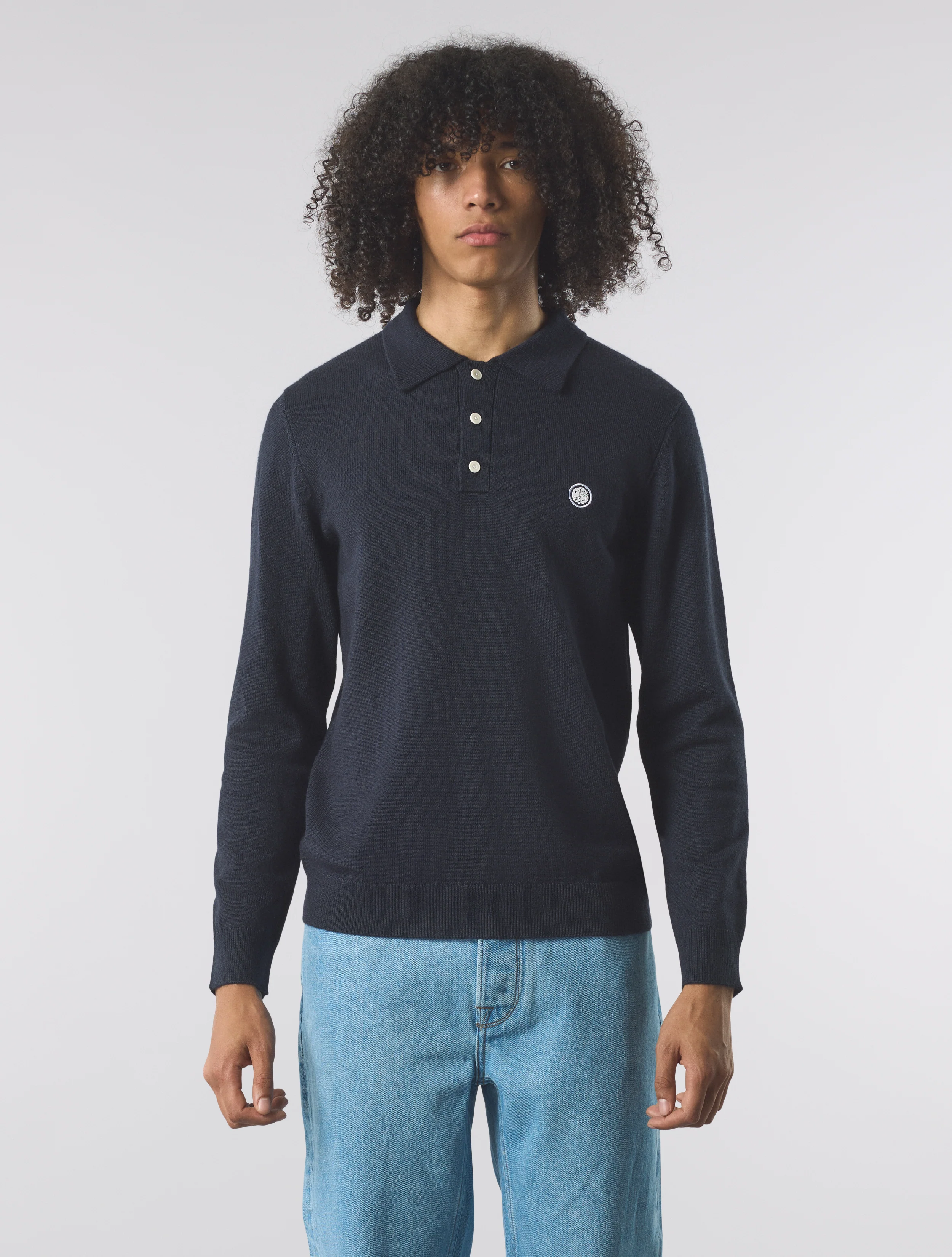 Navy Merino Blend Polo - Image 3