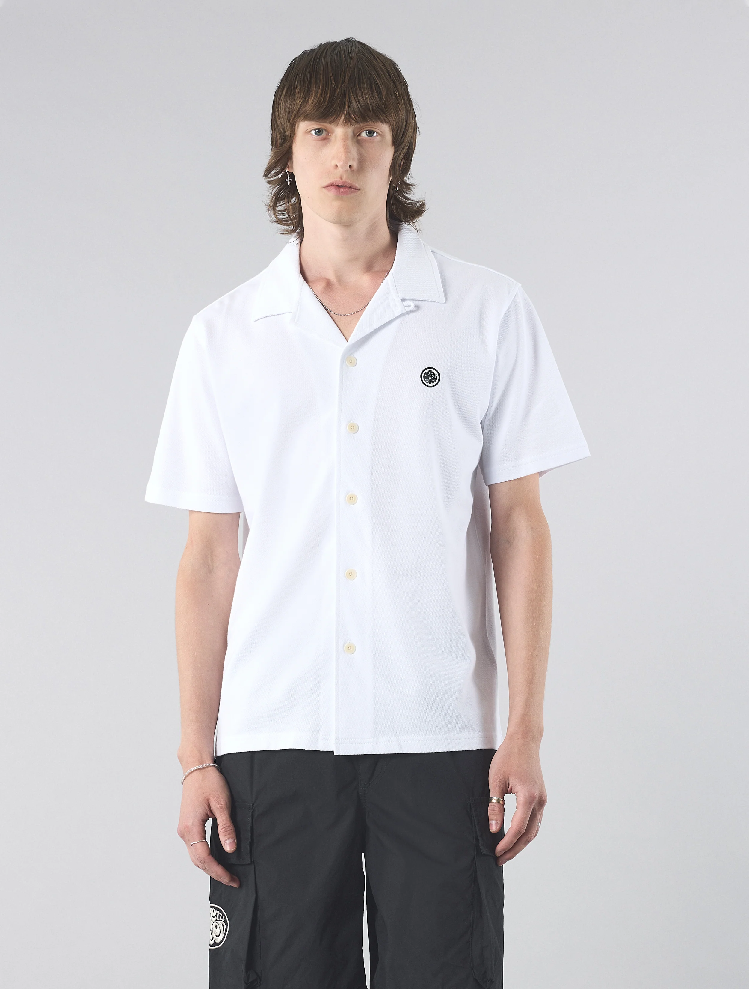 White Pique Short Sleeve Shirt - Image 3
