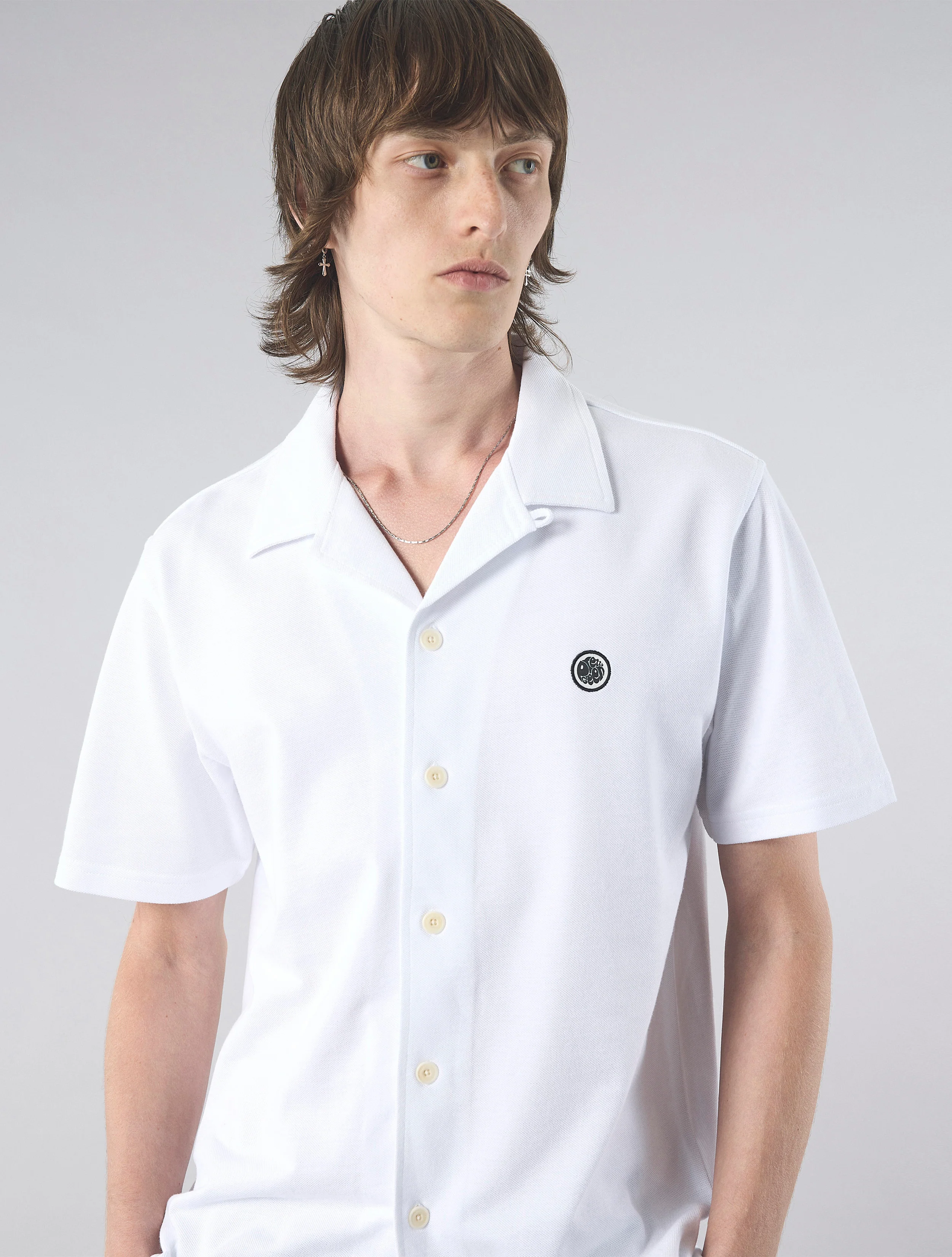 White Pique Short Sleeve Shirt - Image 5